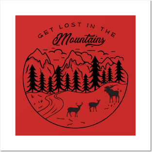 Traveling Adventure Get Lost in the Mountains Hiking and Camping Posters and Art